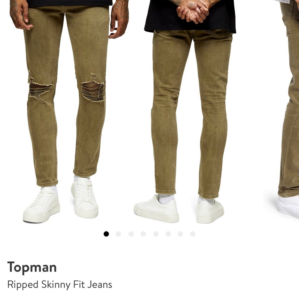 Topman Ripped Skinny Jeans (Olive) 32x30